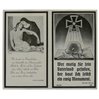 Carte de la mort pour le chef de la société MG en Wehrmacht. Espenlaub militaria